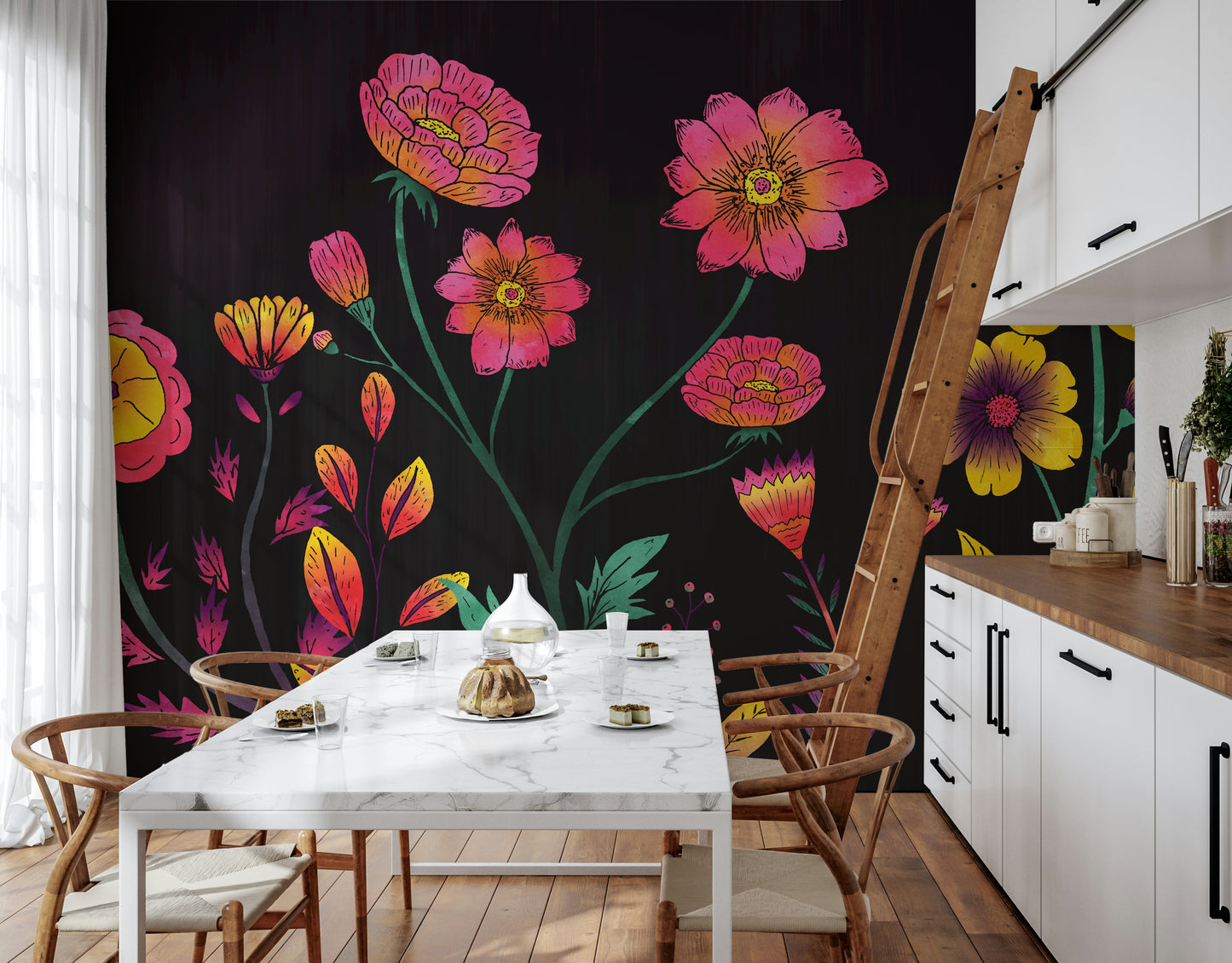 Luminous Floral Whispers Wall Mural
