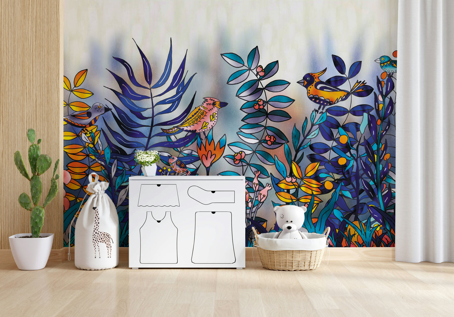 Enchanted Birds Forest Wall Mural