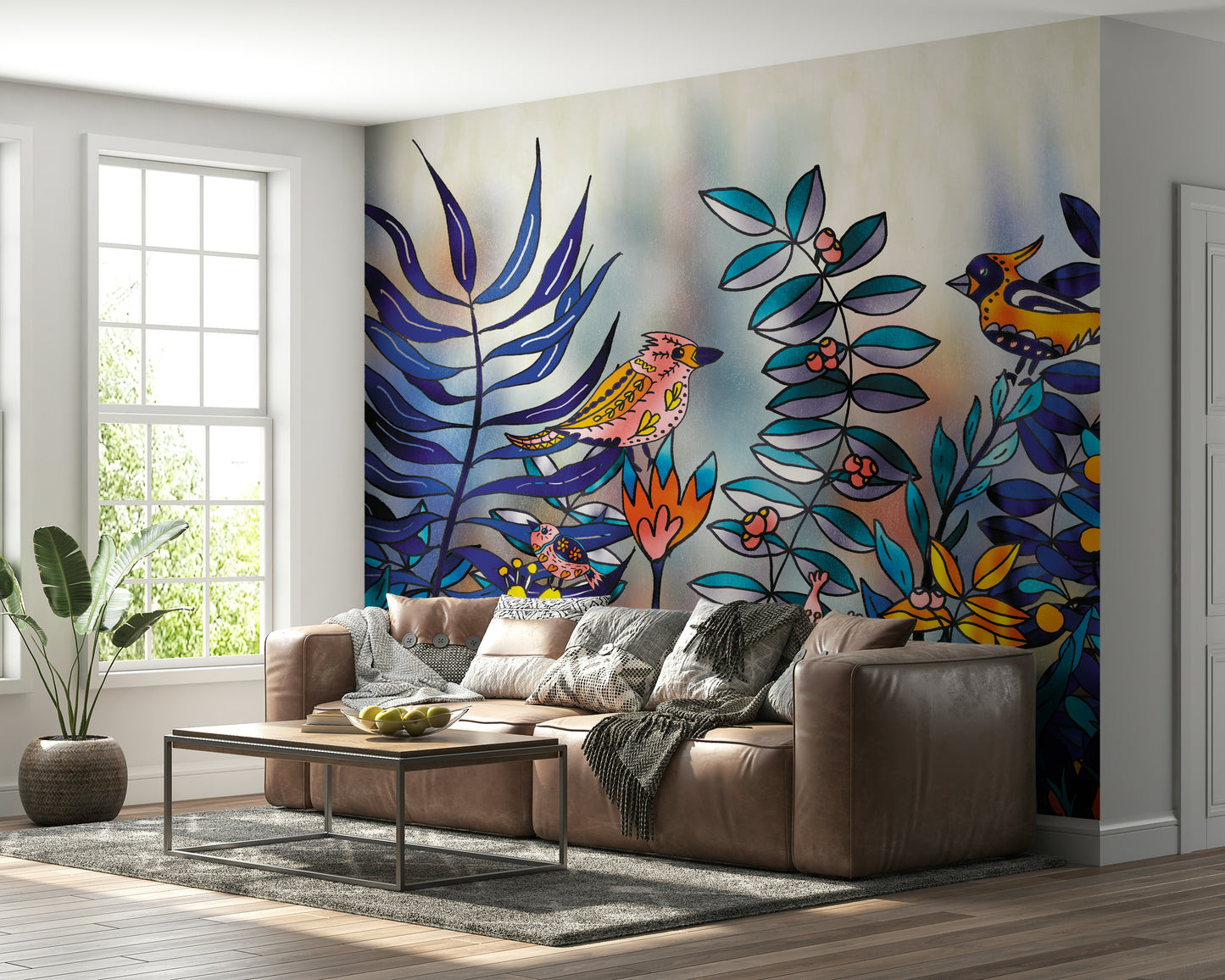 Enchanted Birds Forest Wall Mural