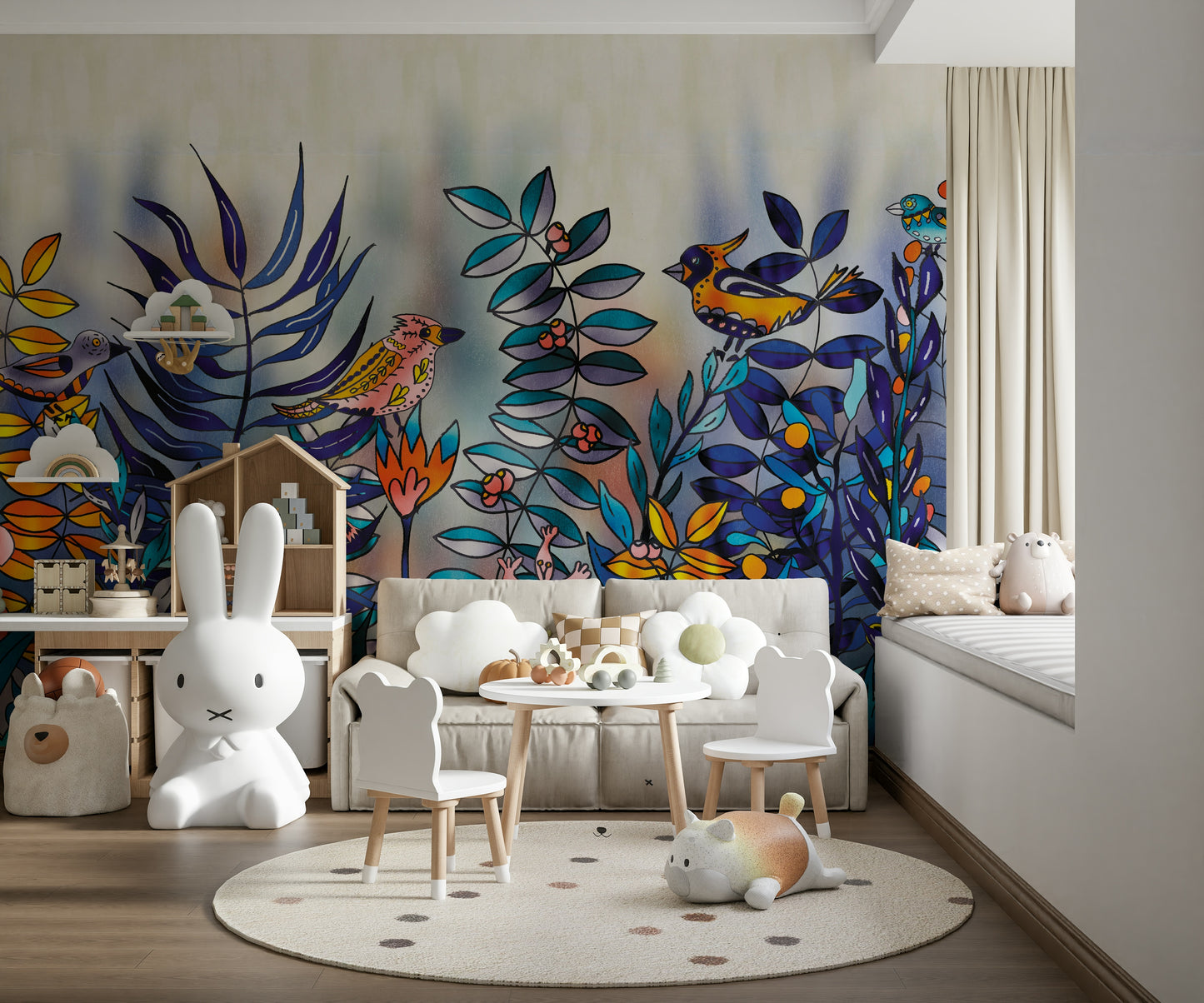 Enchanted Birds Forest Wall Mural