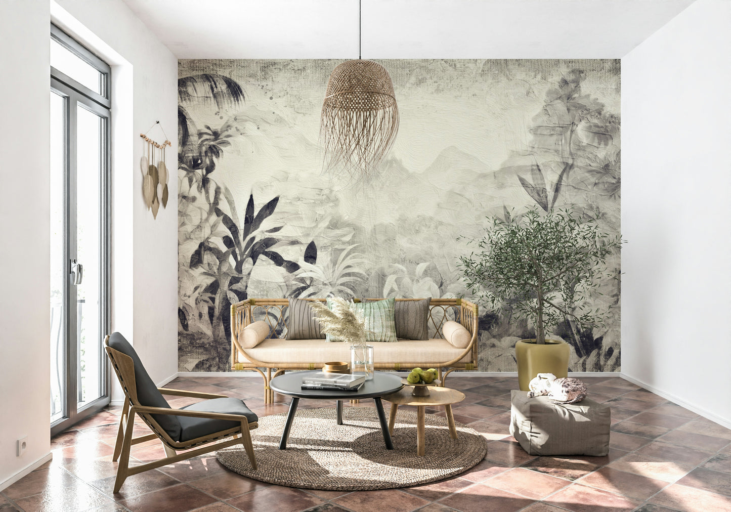 Monochrome Jungle Dream Wall Mural -2530925