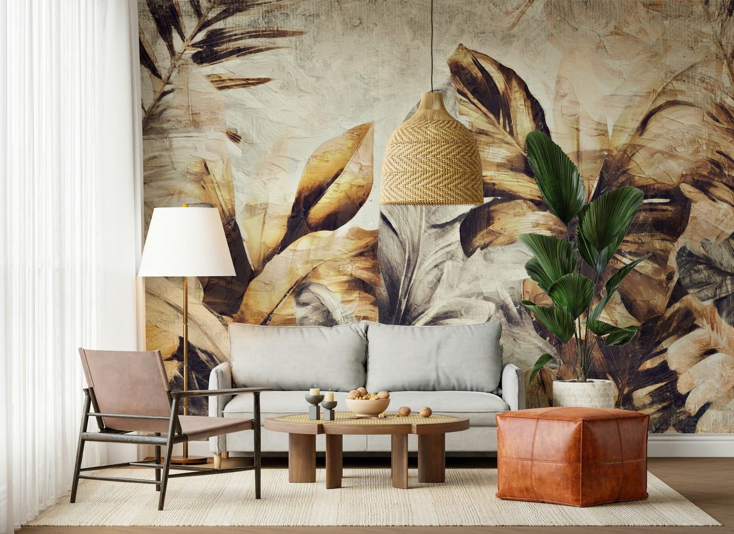 Golden Palm Abstract Wall Mural -2530883