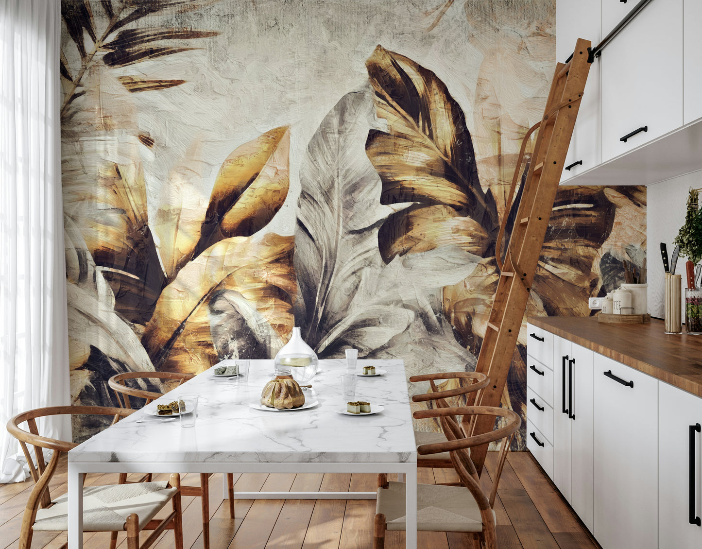 Golden Palm Abstract Wall Mural -2530883