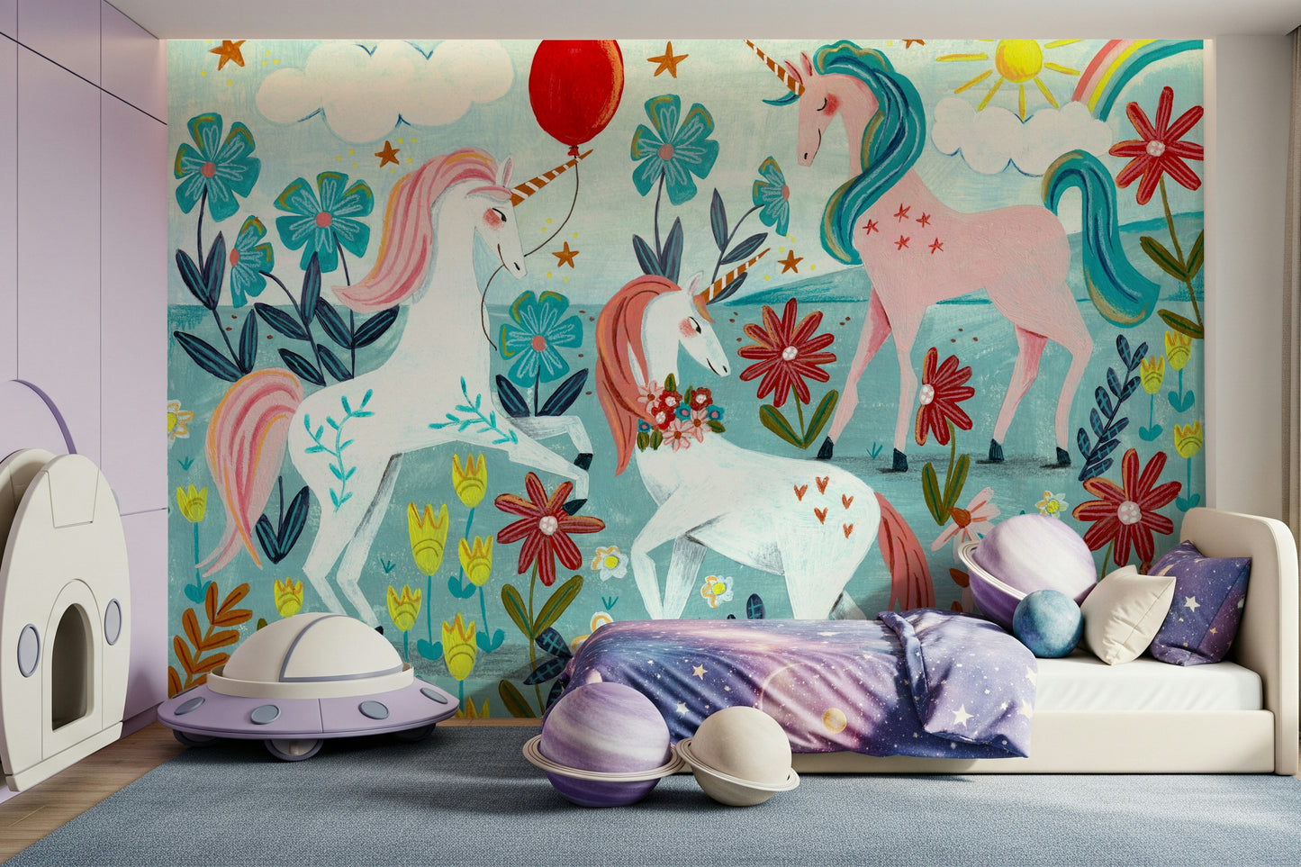 Floral Unicorn Magic Wall Mural -2664483