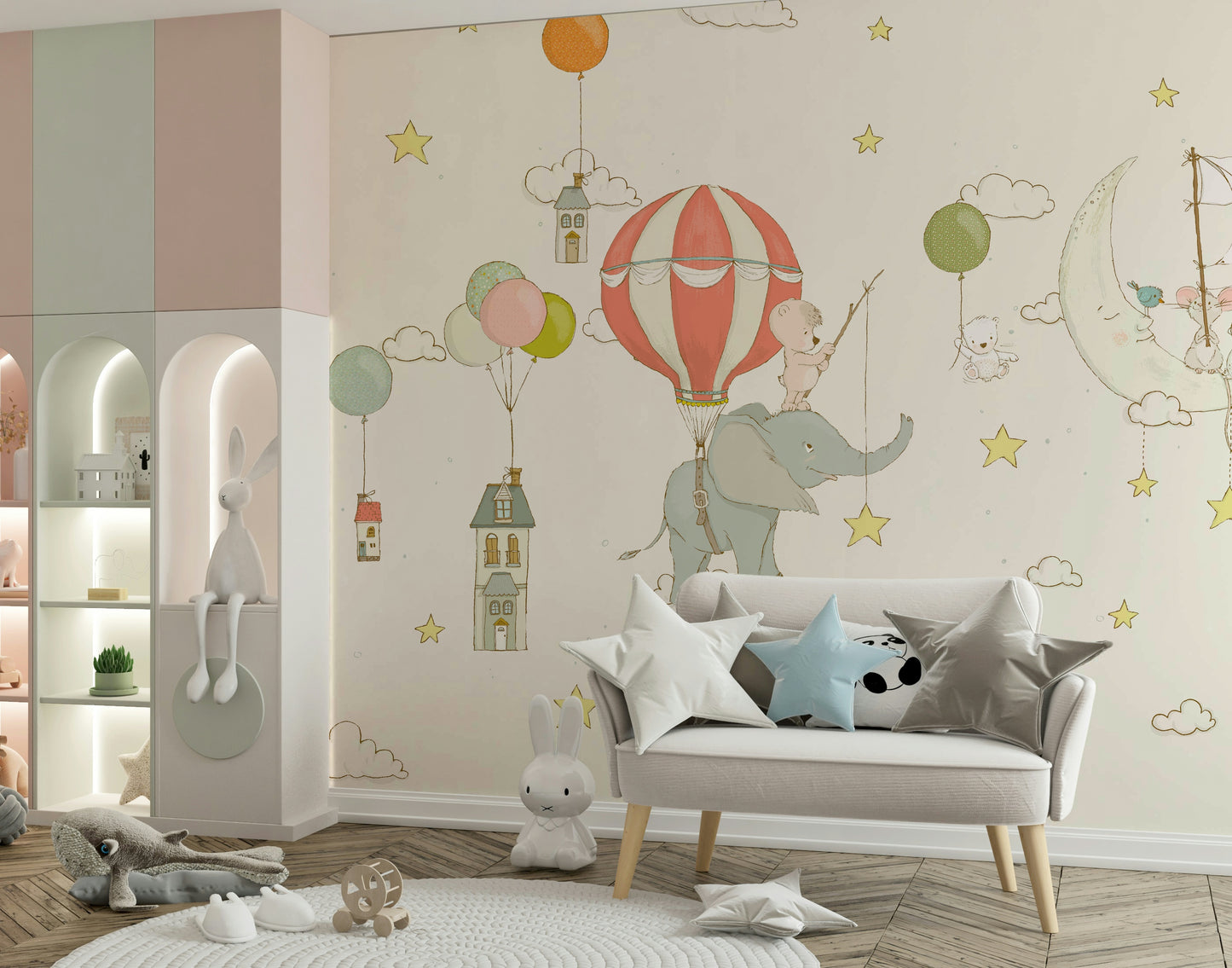 Moonlight Balloon Flight Wall Mural -2759472