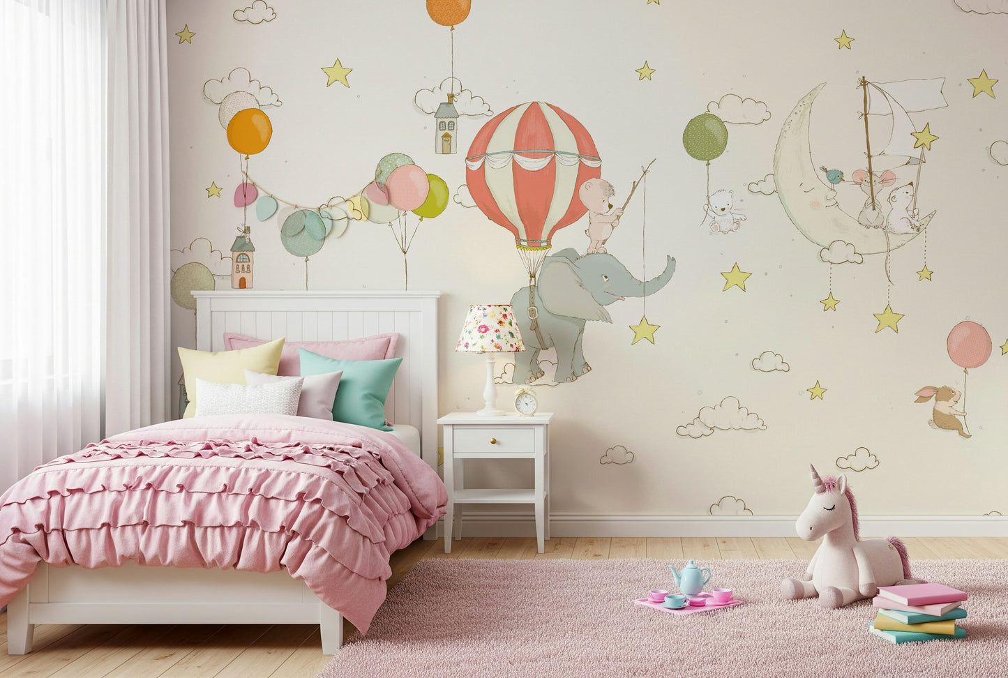 Moonlight Balloon Flight Wall Mural -2759472