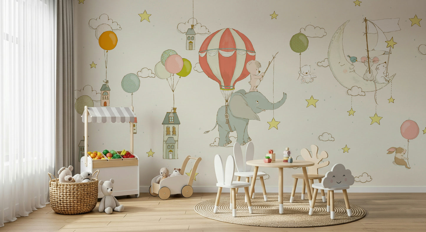 Moonlight Balloon Flight Wall Mural -2759472