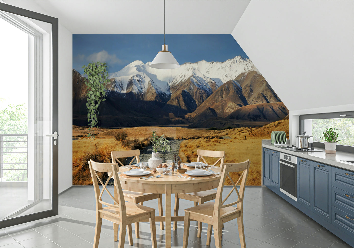 Snowy Peaks Path Wall Mural -2563227