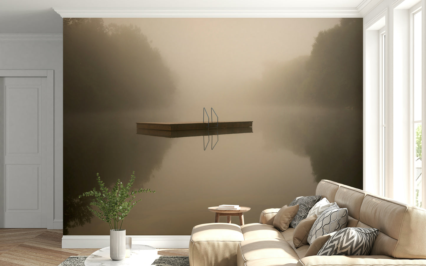 Misty Lake Retreat Wall Mural -2130139