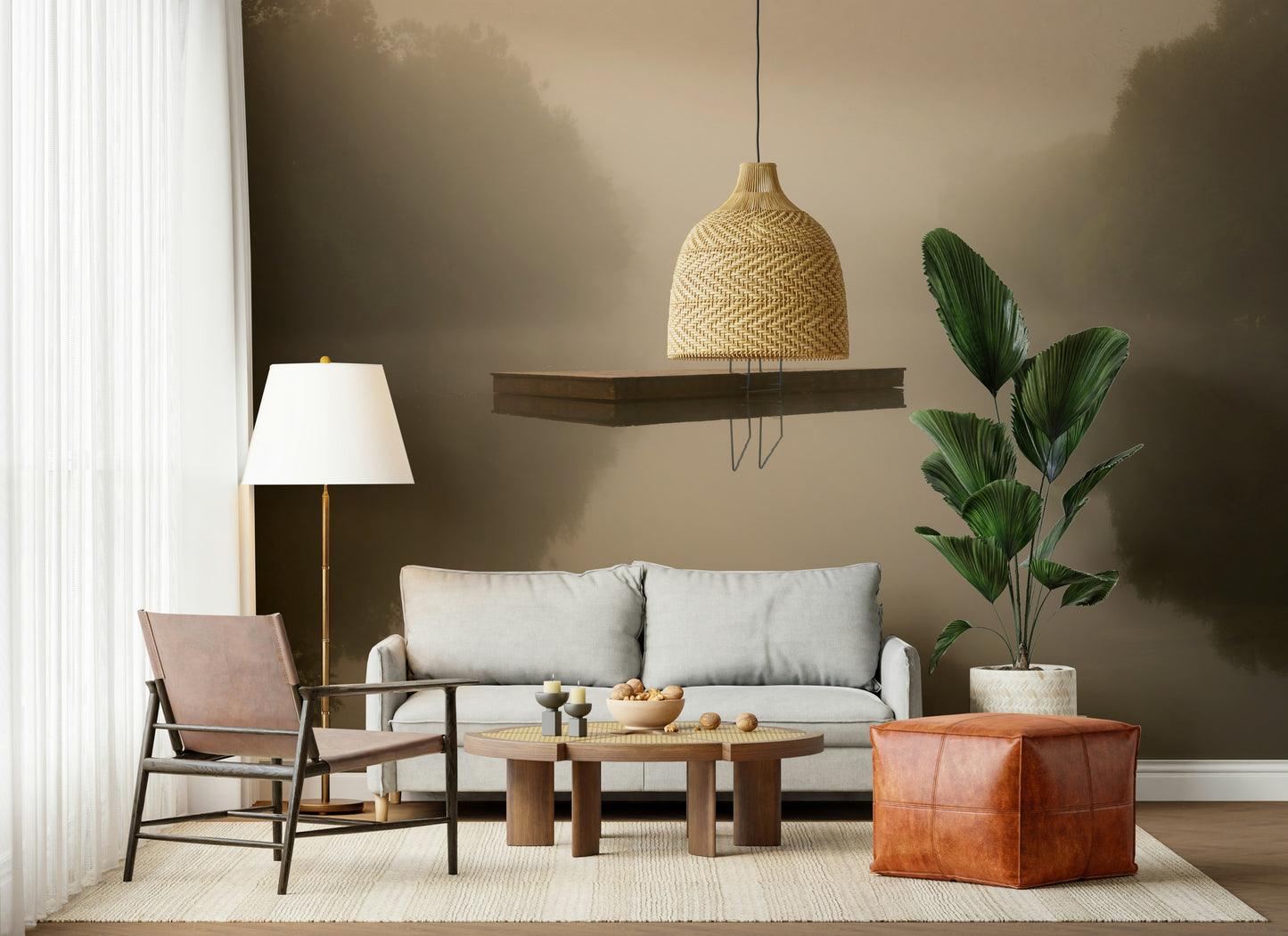 Misty Lake Retreat Wall Mural -2130139