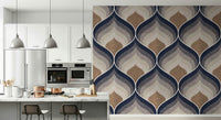 Decorative wall mural with modern textured design in neutral tones.