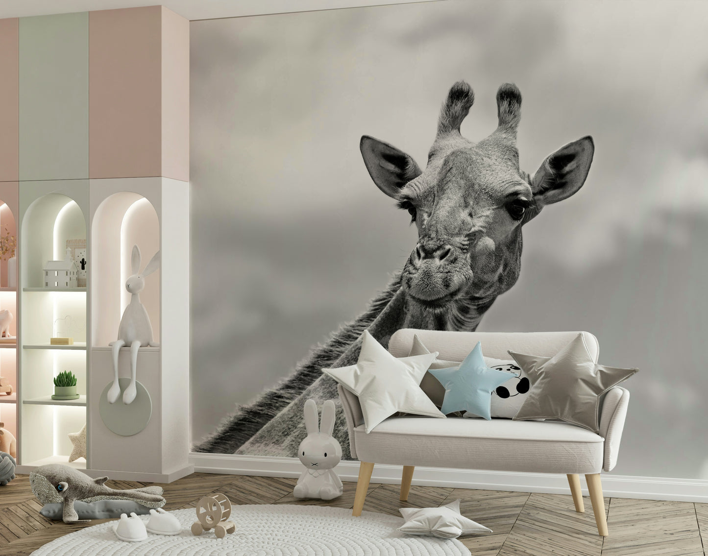 Giraffe in Gray Wall Mural -2322109
