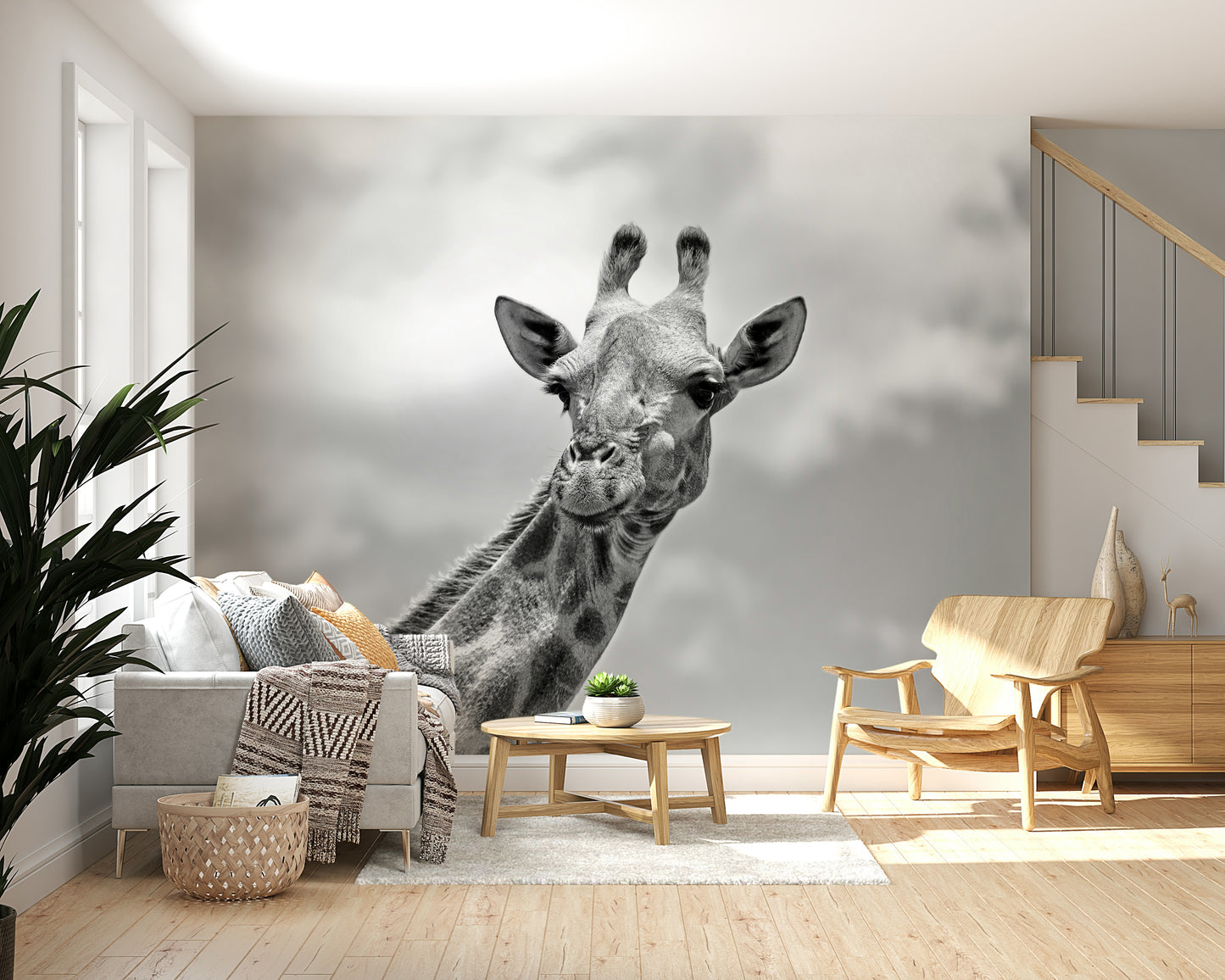 Giraffe in Gray Wall Mural -2322109