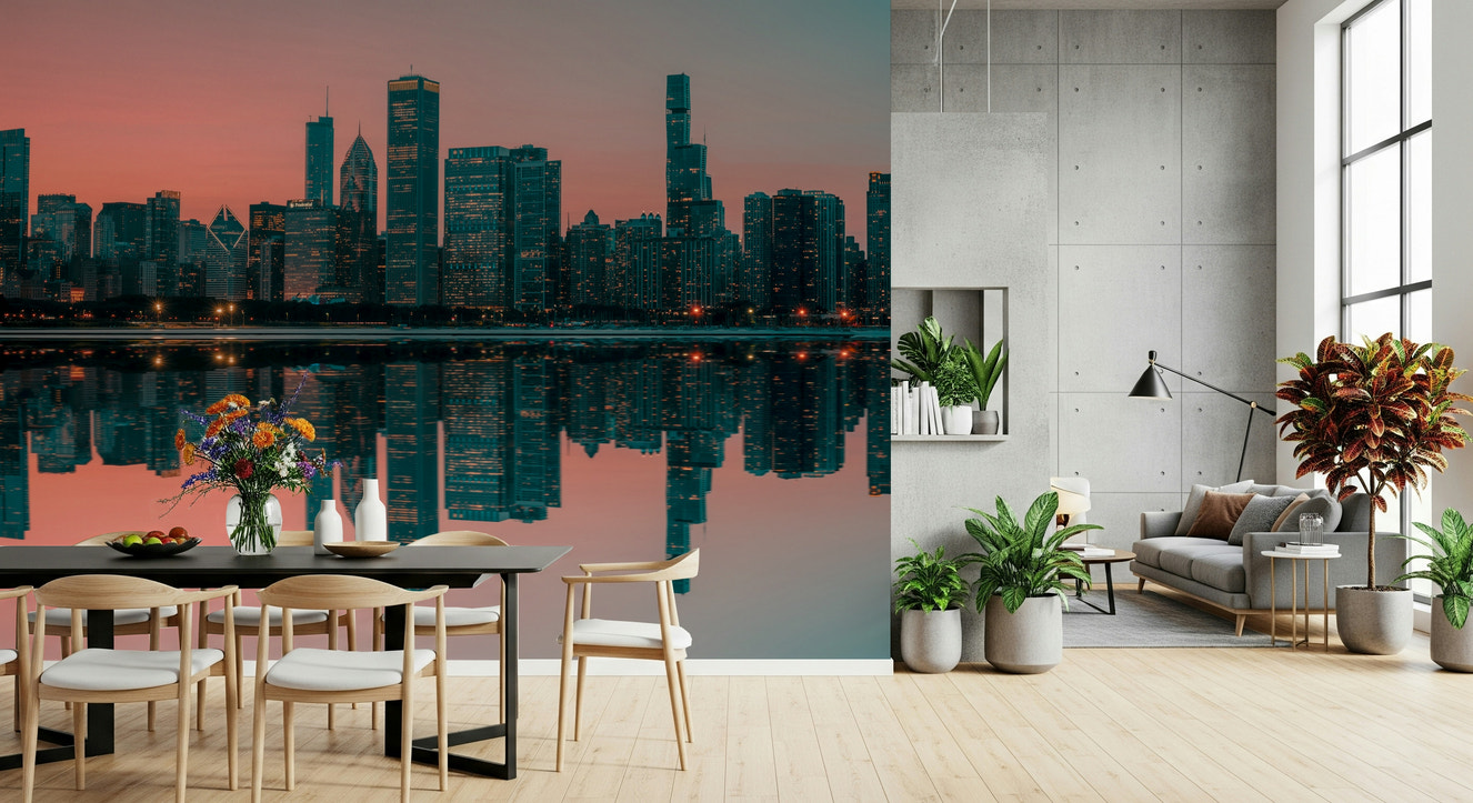 City Lights Reflected Wall Mural -2598150