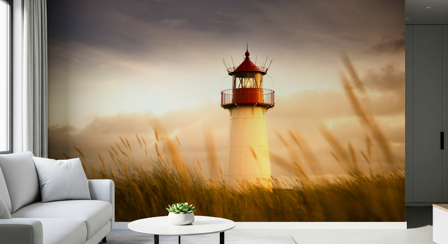 Coastal Beacon's Sunset Glow Wall Mural