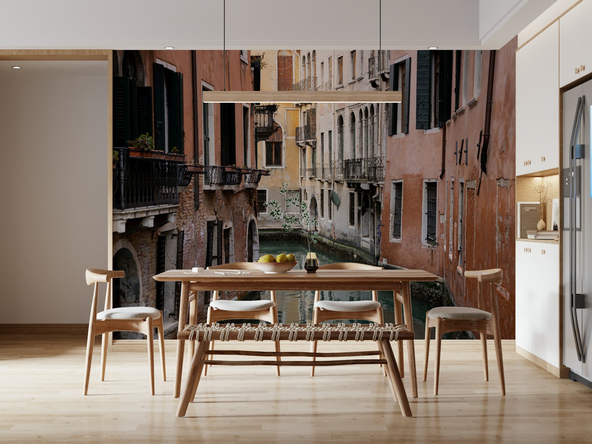 Venetian Canal Vista Wall Mural — serene and picturesque view of Venice canals and architecture.