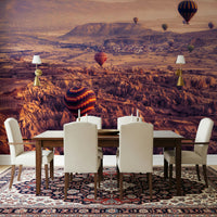 Hot Air Balloons in Cappadocia Wall Mural – Vibrant mural depicting colorful balloons drifting over the fairy chimneys and valleys.