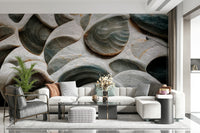 Realistic stone-effect wallpaper perfect for accent walls in living rooms or offices.
