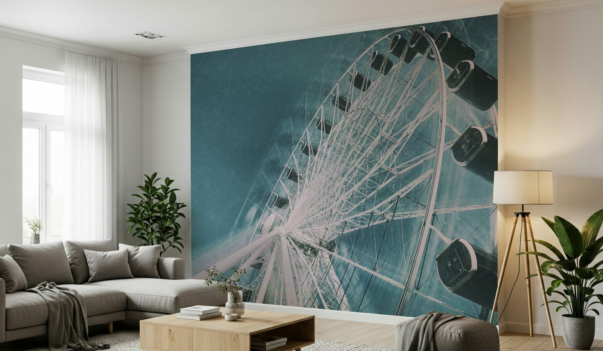Ferris Wheel Sky Gaze Wall Mural featuring a Ferris wheel against a dreamy sky.