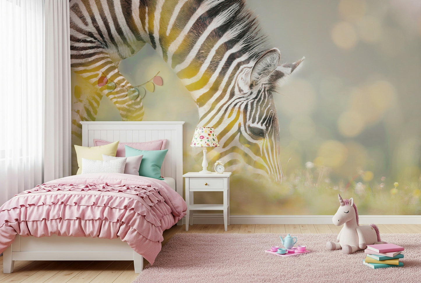 Zebra's Grazing Gaze Wall Mural