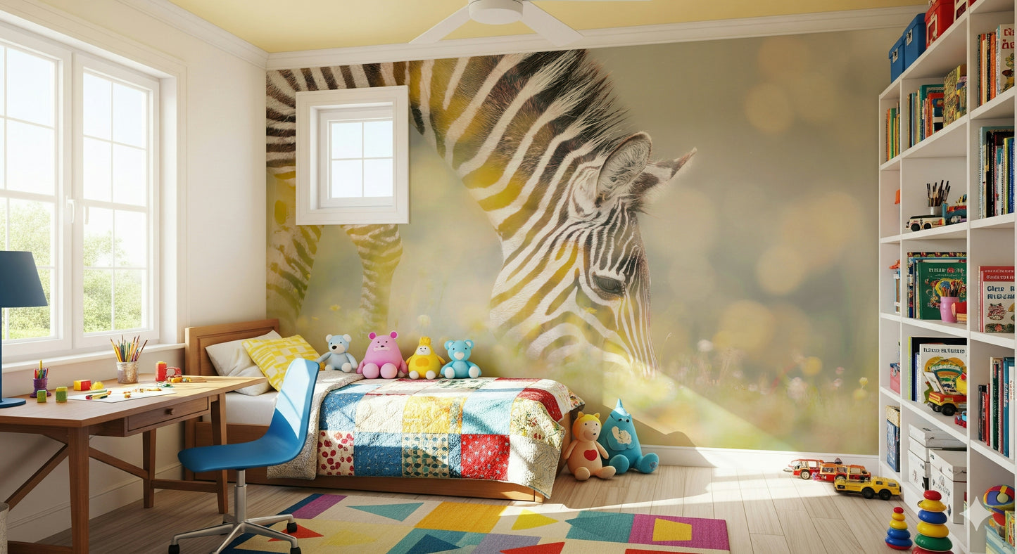 Zebra's Grazing Gaze Wall Mural