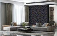 Moody leaf-patterned wallpaper in dark tones for bedrooms, living rooms, or offices.