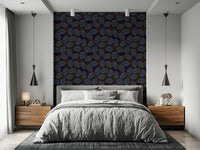 Modern wallpaper featuring abstract foliage in rich, dark colors for stylish walls.