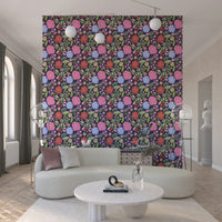 Elegant spring flower wallpaper with soft, blooming garden design for home decor.