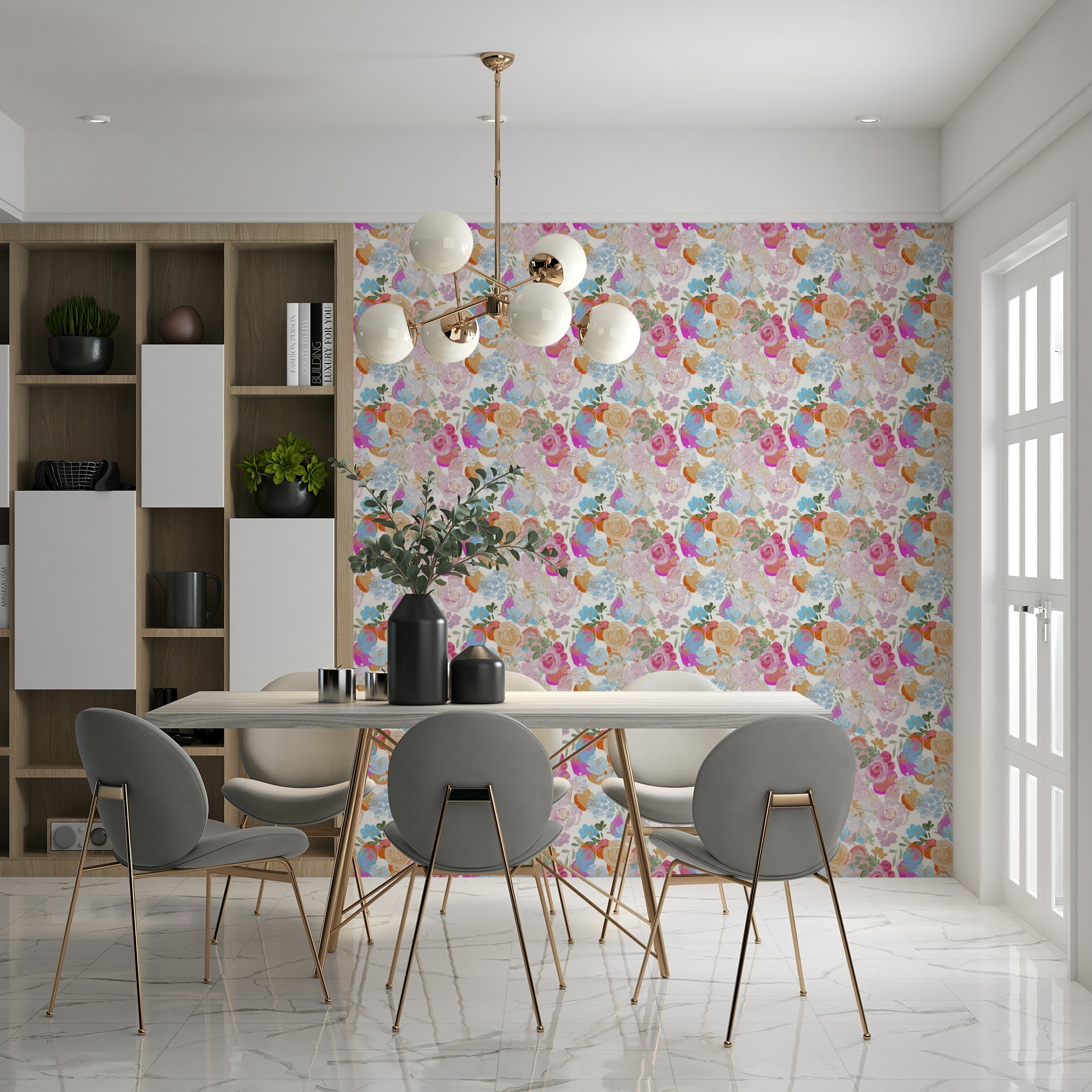 Artistic floral dream wallpaper with expressive magenta brushstrokes and spring mood.