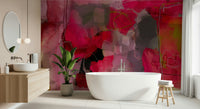 Pink Fluid Art Wall Mural – Flowing abstract shapes and gradient pink tones for a creative, modern look.