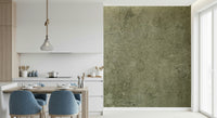 Olive Leather Texture Wallpaper – Rich green-brown wall mural featuring realistic aged leather grain and natural patina.