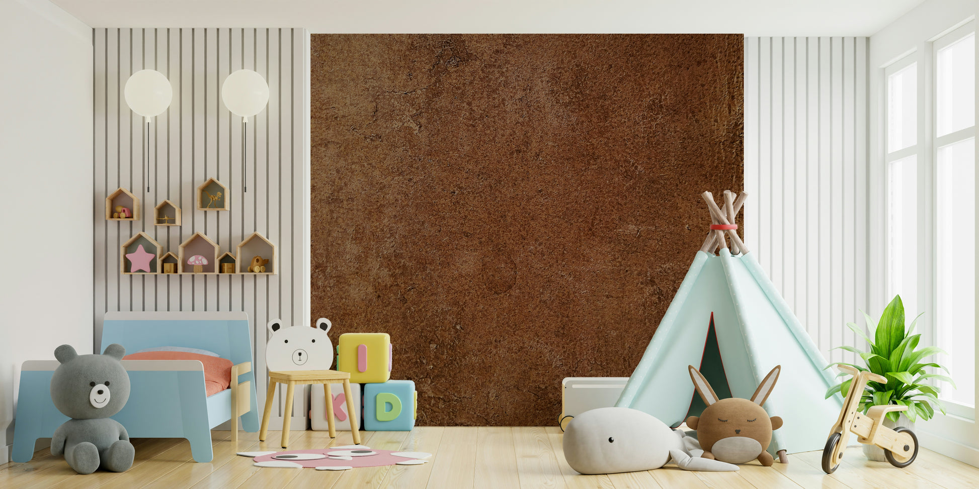 Classic Saddle Leather Wallpaper – Deep brown mural inspired by aged leather craftsmanship, perfect for offices or lounges.