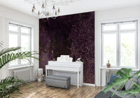 Deep Space Aubergine Wallpaper – Immersive galaxy mural with shining stars and purple nebula for a dramatic wall effect.