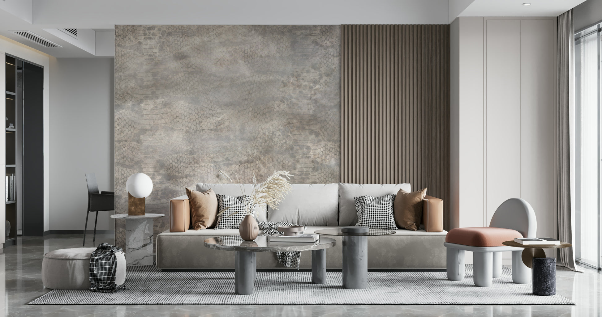 Snakeskin Silver Wallpaper — realistic scale textures with metallic silver highlights.