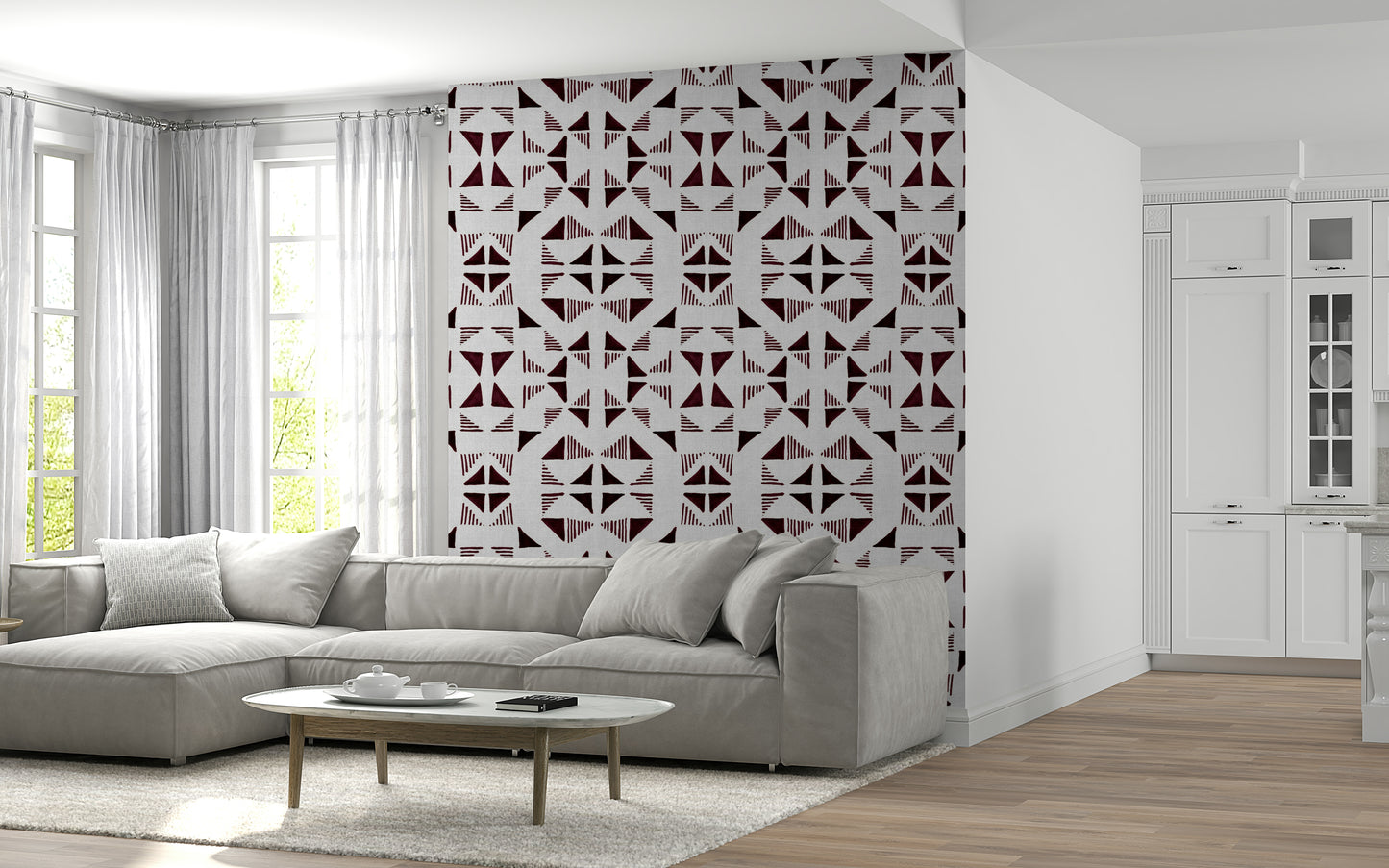 Triangles Composition Burgundy Wallpaper⁠