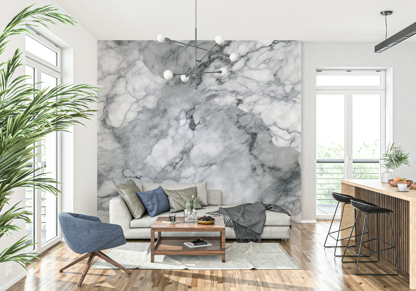 Decorative mural featuring worn stone surfaces in neutral, earthy hues.