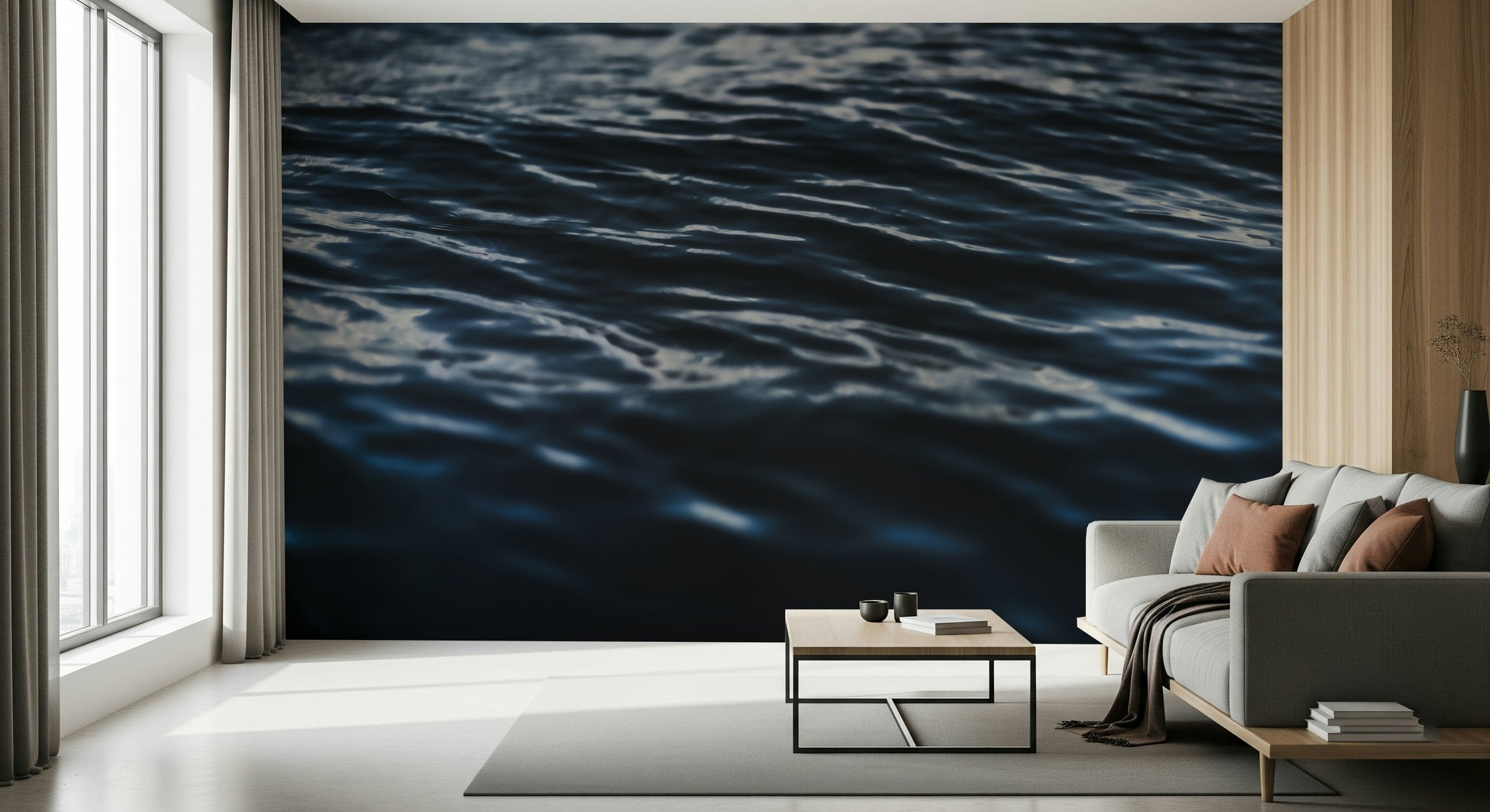 Deep Sea Ripples Wall Mural — calming water-inspired design with rich oceanic tones.