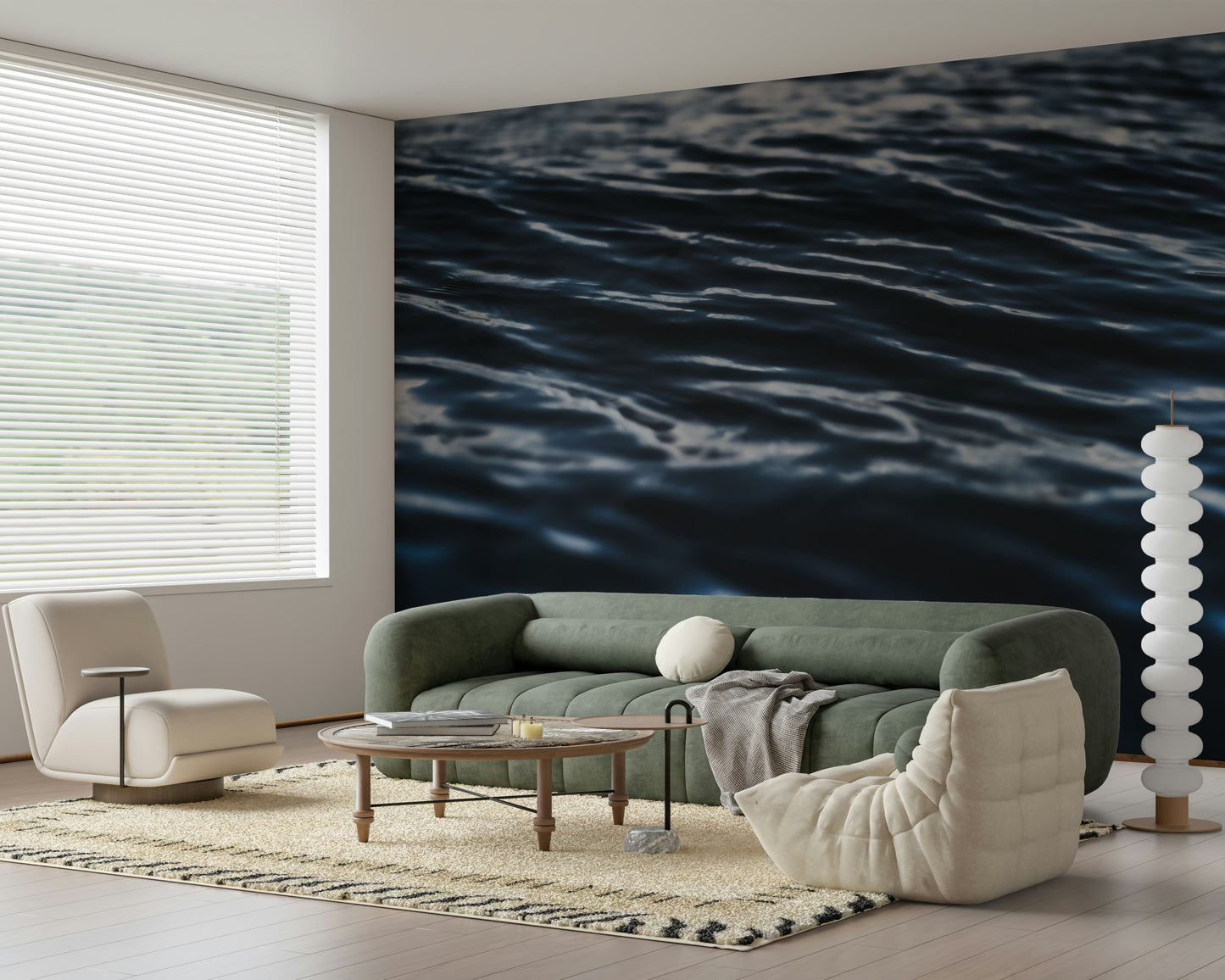 Abstract wallpaper with deep sea ripples and layered blue gradients for a tranquil look.