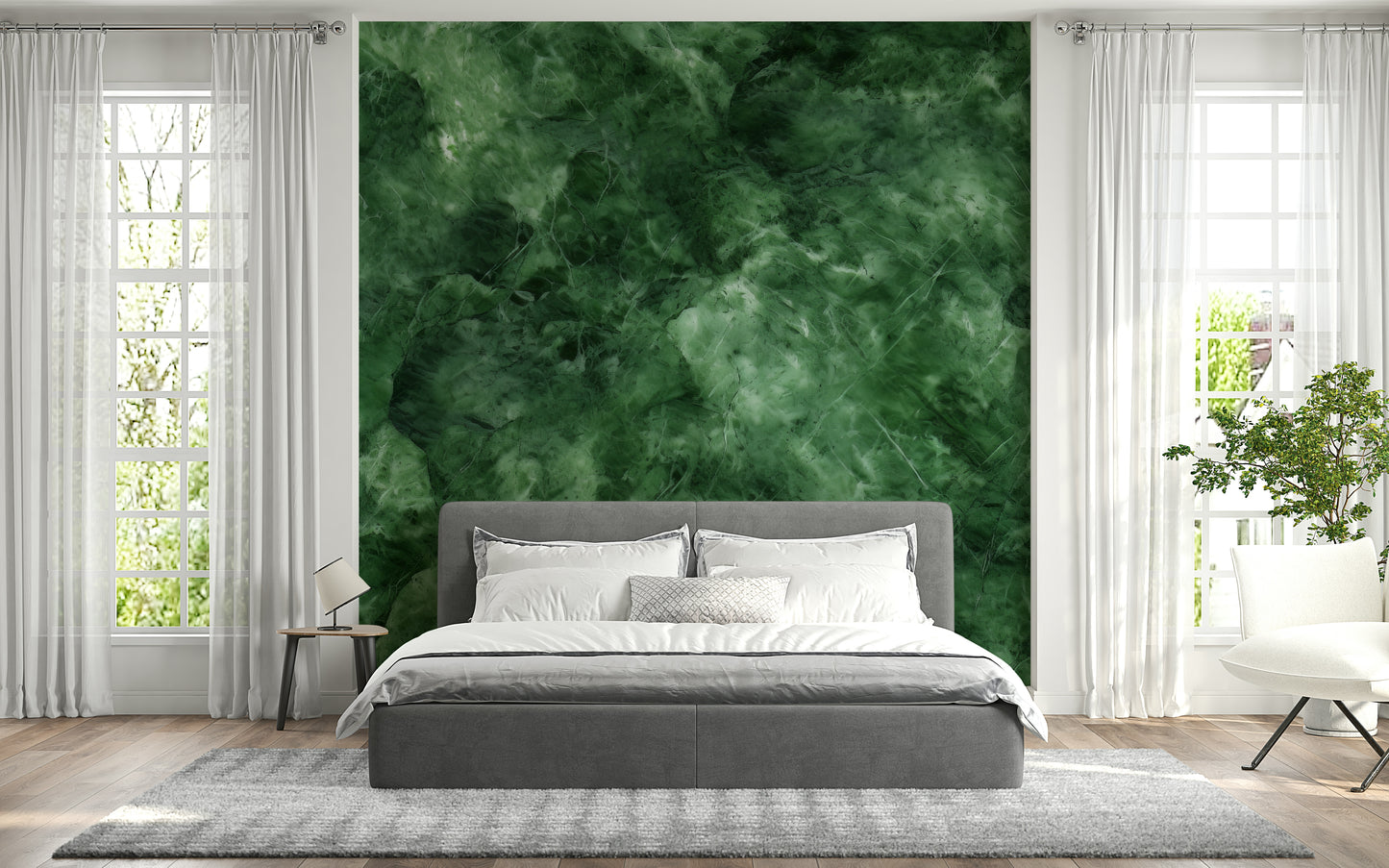 Emerald Veins Wallpaper — textured green marble effect with realistic vein details.