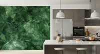 Wall mural with emerald green textures and organic vein patterns for a sophisticated look.