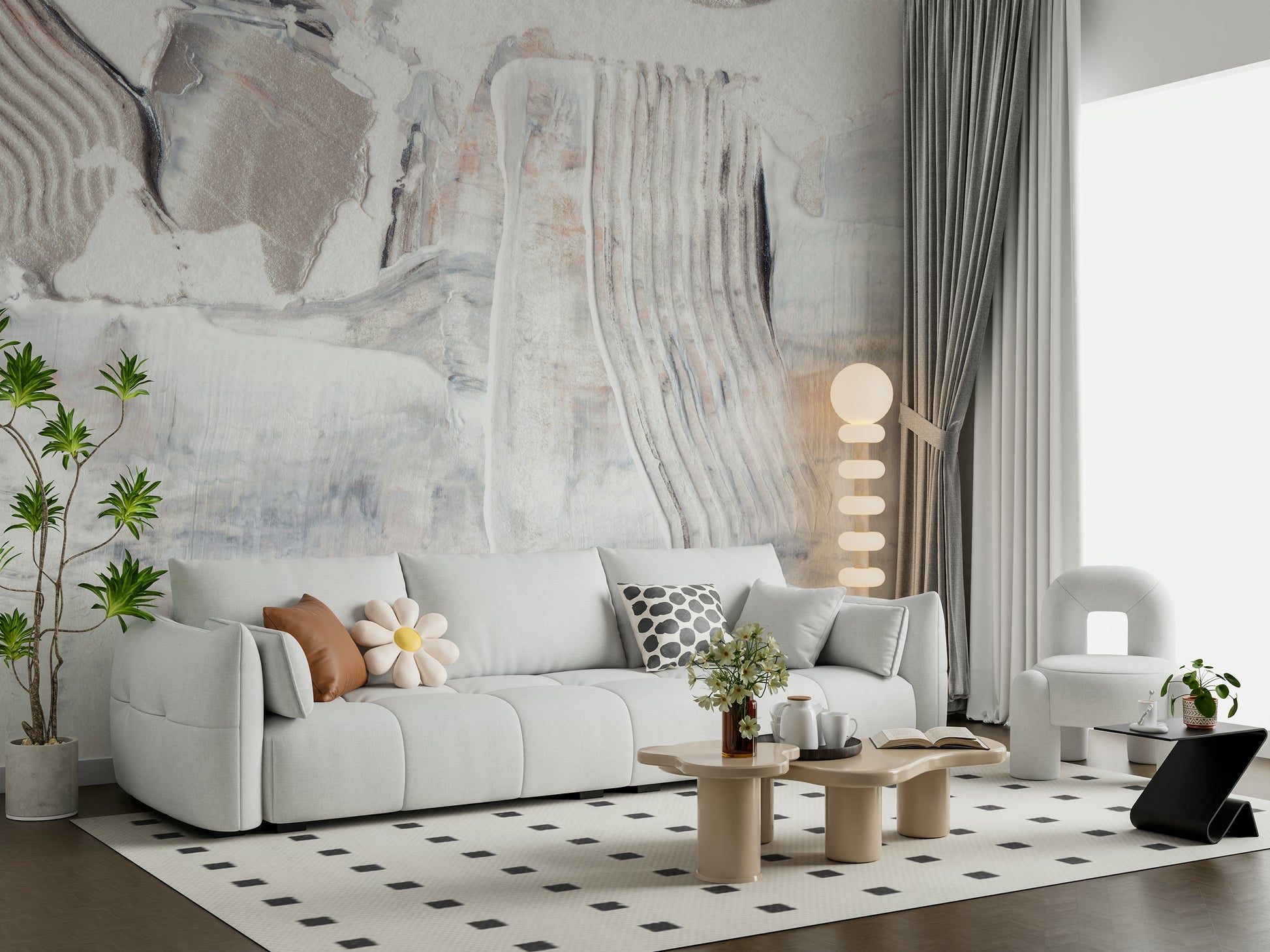 Textured Tones Wall Mural — subtle, artistic design with tonal depth and dimension.