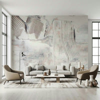 Wall mural with soft blended textures creating a soothing, contemporary aesthetic.