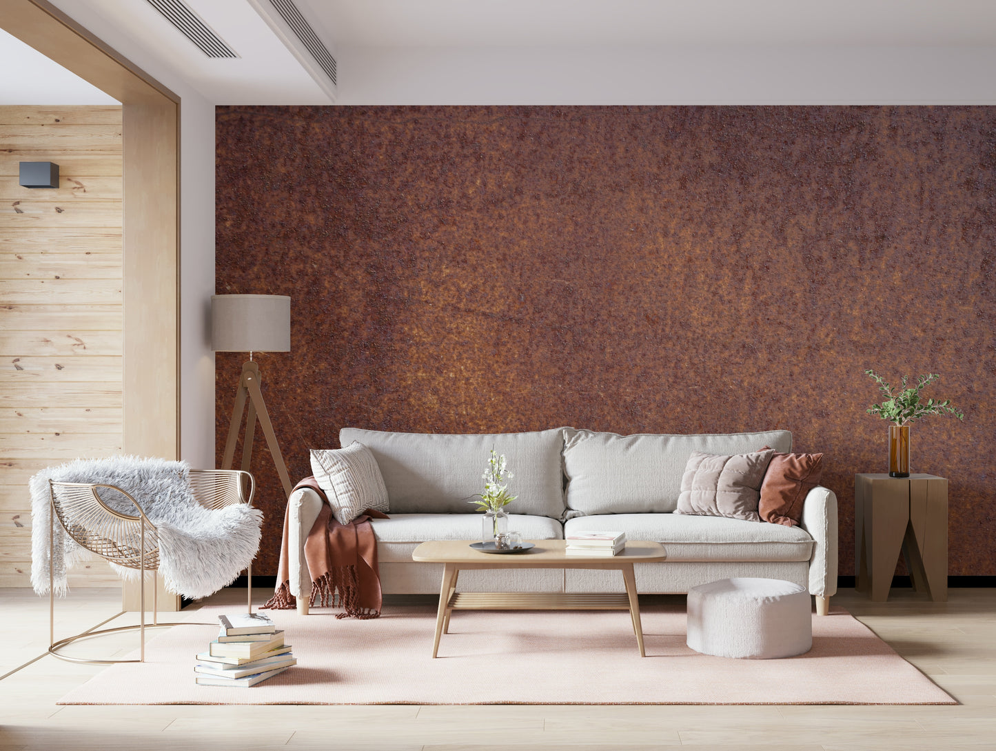 Rustic Rust Wall Mural — textured rust pattern creating a vintage, earthy interior vibe.