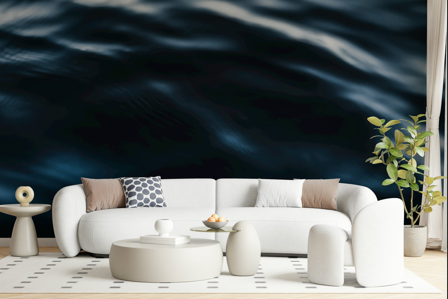 Deep Blue Waves Wall Mural — serene seascape with textured water patterns.