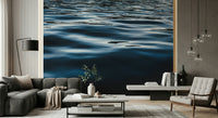 Wall mural featuring layered blue textures for a soothing, water-inspired accent wall.