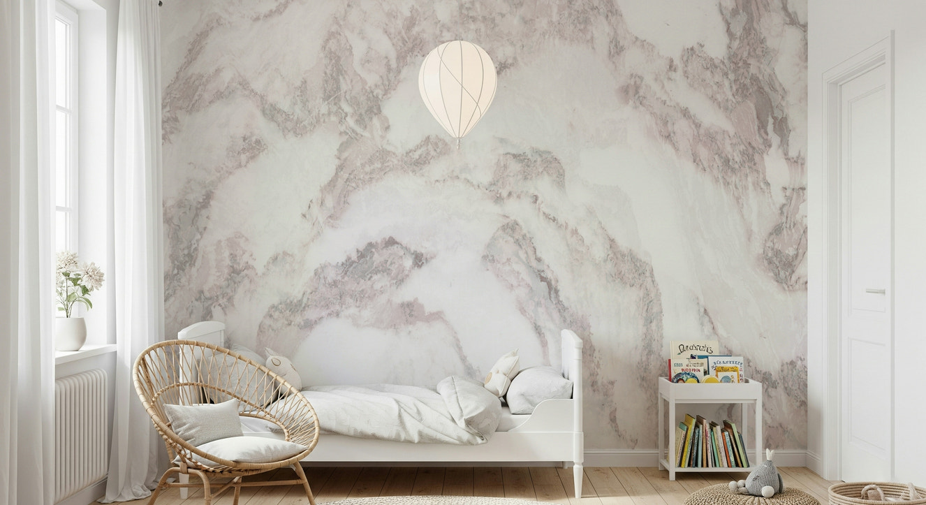Rose Quartz Marble Wall Mural featuring soft pink marble textures with natural veining for elegant, sophisticated interiors.