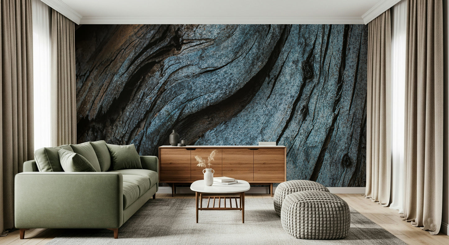 Wall mural showcasing distressed blue wooden planks for rustic, coastal, or cottage-inspired décor.