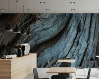 Wall mural featuring aged blue wooden panels with natural grain textures for authentic rustic appeal.