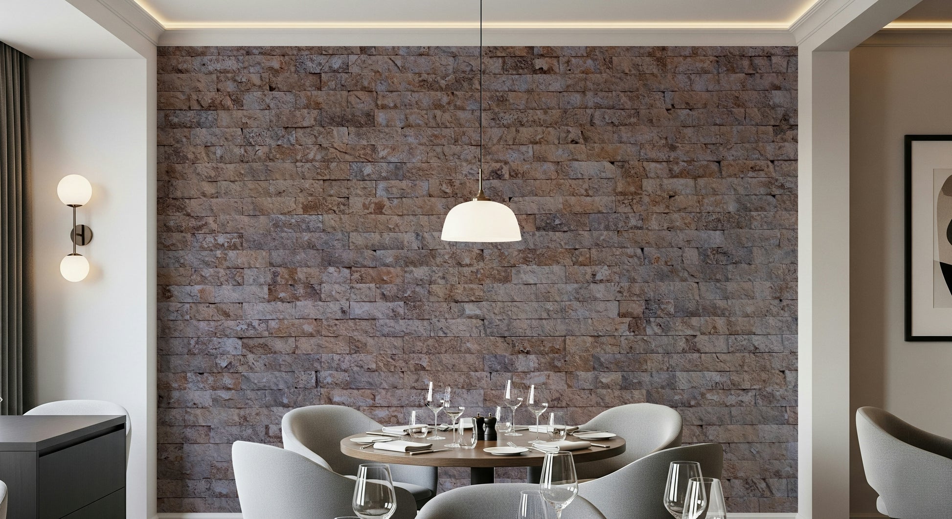 Red and brown brick texture wall mural with authentic weathered details for loft, café, or home décor.