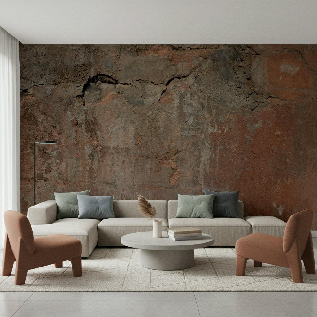 Rustic Earth Tones Wall Mural featuring warm brown, beige, and clay hues for a cozy natural ambiance.